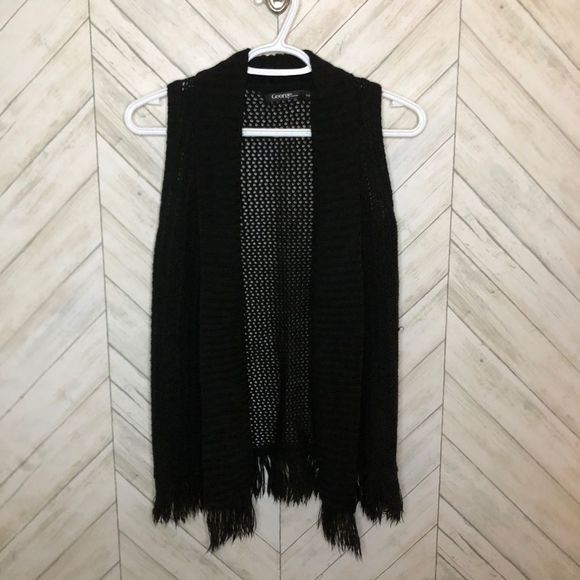 Girl's   Black  George Crochet  Knit Fringe Sweater - Picture 1 of 3